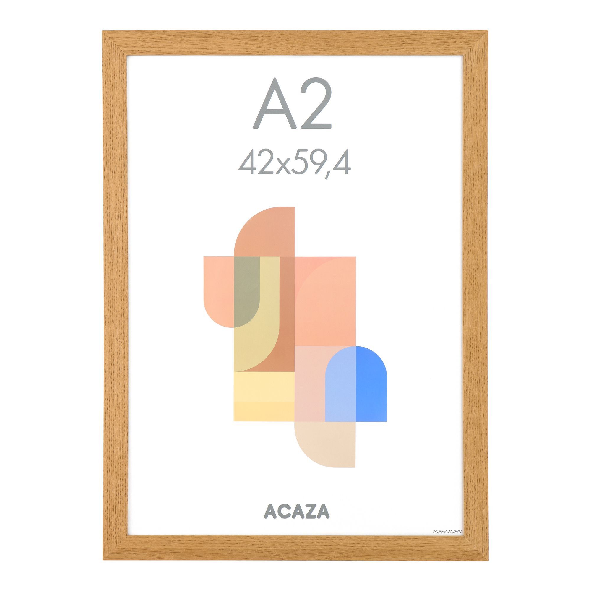 ACAZA Fotorahmen A2-Format - Bilderrahmen aus MDF - 42 x 59,40 cm - Warme Eiche