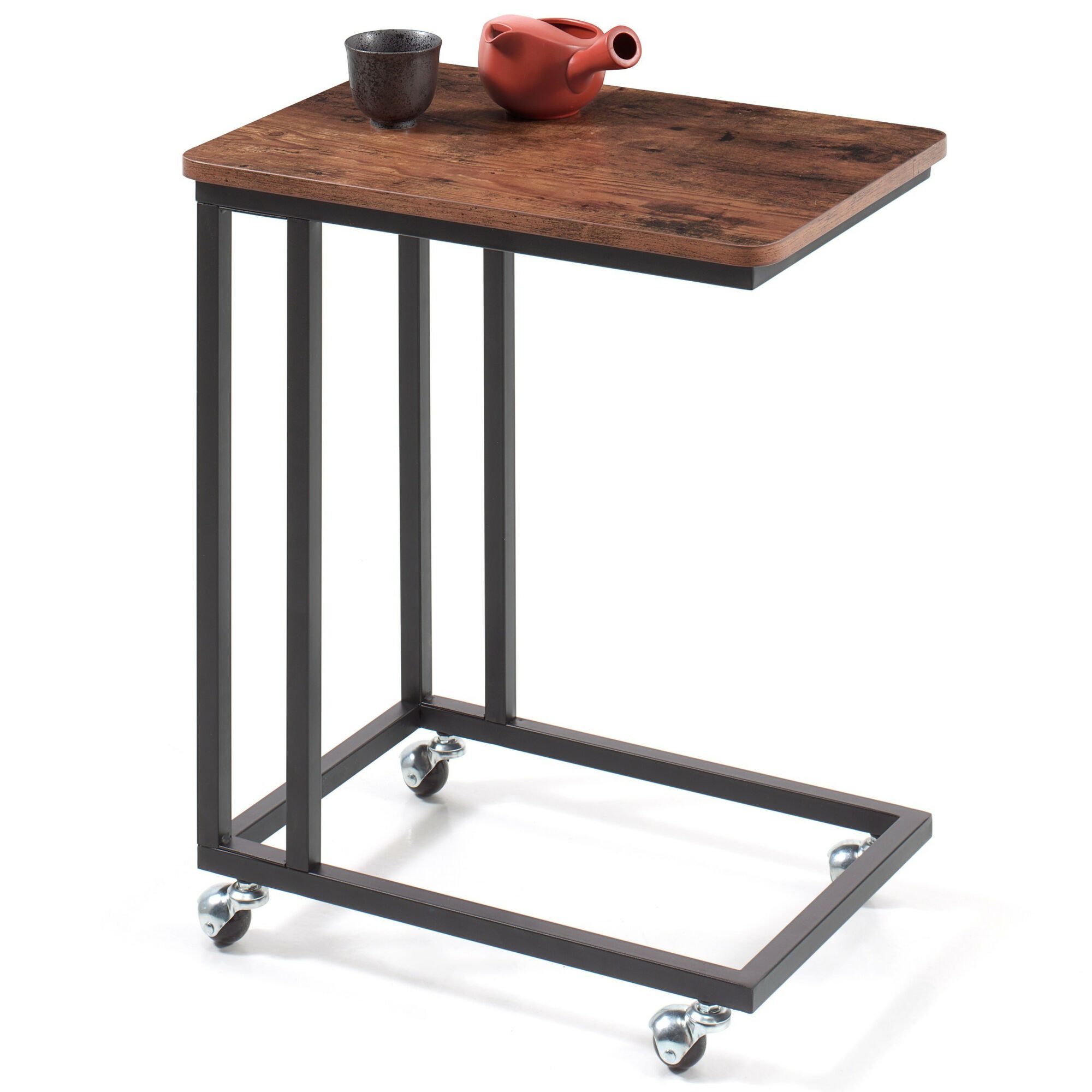 Beistelltisch - mit Rollen - Vintage-Look - 50x62x35 cm - Vintage Braun