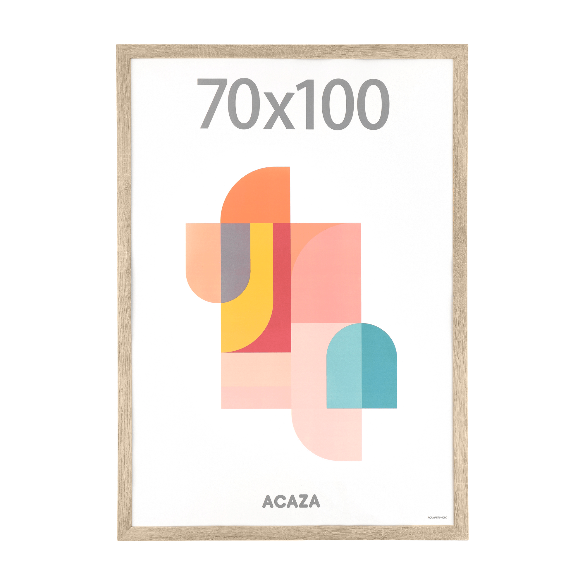 Posterrahmen, großer Rahmen für Fotos oder Poster 70 x 100 cm, MDF-Holz, Kante in Farbe Eiche hell