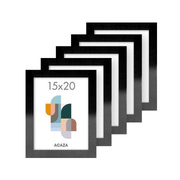 Fotorahmen - Fotorahmen - 5er Set 15x20cm - MDF Holz- Schwarz