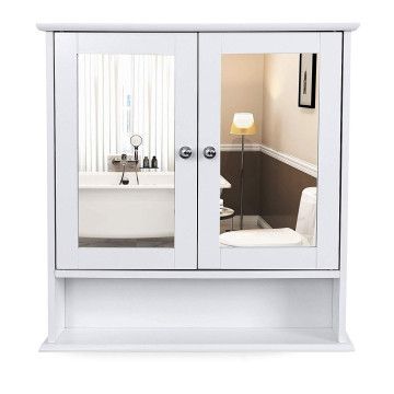 Badezimmerschrank mit zwei Spiegeln - 56x13x58 cm - weiß
