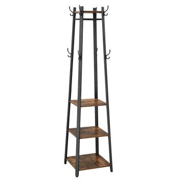Garderobenständer - Industrie-Look - 8 Haken - 45x181x45 cm - vintage braun