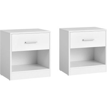 2er-Set Nachttische – weiße Nachttische – 41 x 39 x 28 cm (H x B x T) – modernes Design – mit Schublade