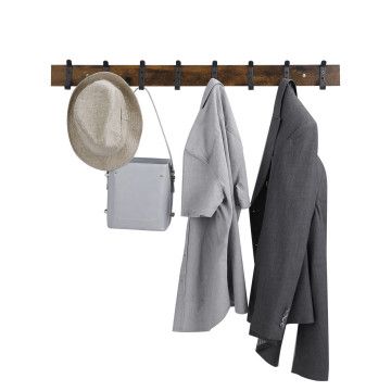 Lange Wandgarderobe - Retro - 16 Haken - 88x6,5x1,4 cm - Vintage Braun