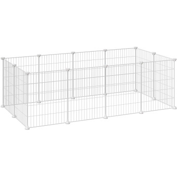 Freiland-Tierkäfig, Welpenauslauf, Käfig für Meerschweinchen, Hamster, Zwergkaninchen, Metallgitter, weiß