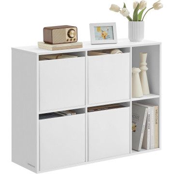 Aufbewahrungsschrank – Spielzeugkiste – Spielzeugschrank – 83 x 27 x 62 cm – werkzeugfreie Montage – weiß