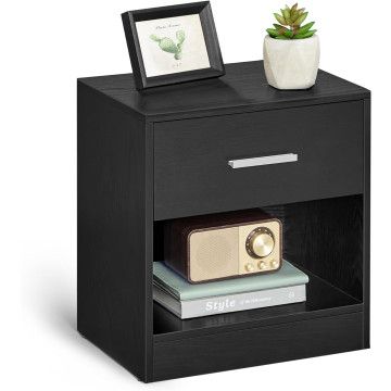 Nachttisch - Nachttisch Schwarz - Nachttisch - Nachttisch Modern - 41 x 39 x 28 cm - Nachttisch mit Schublade - Schwarz