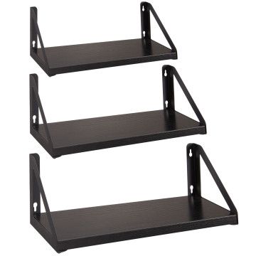 3er-Set Wandregale, schwebende Bücherregale, 30, 35 und 40 cm lang, schwarz