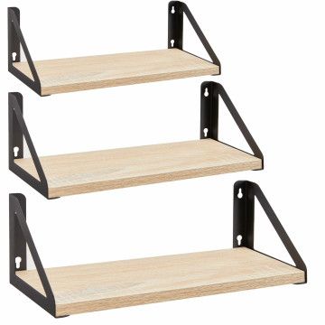 3er-Set Wandregale, schwebende Bücherregale, 30, 35 und 40 cm lang, hellbraun