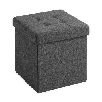 Fußhocker - klappbar - ohne Beine - Stoff - 38 cm - dunkelgrau