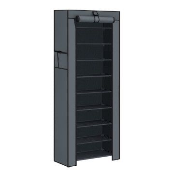 Schuhregal mit 10 Etagen - bis zu 27 Paar Schuhe - 58cm breit und 160cm hoch - Grau