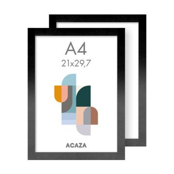 2er-Set  Fotorahmen - A4-Format - MDF-Holzrahmen - Schwarz