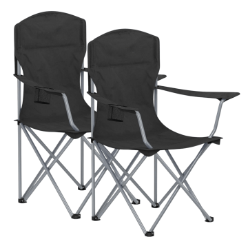 Campingstuhl – Luxus Campingstuhl 2er-Set – Strandstuhl – Klappstuhl – Outdoorstuhl – Camping – Zelten – Schwarz