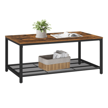 Couchtisch – mit feinmaschigem Gitter – 106 x 45 x 60 cm – Vintage-Braun