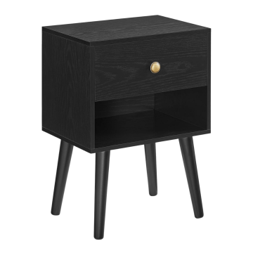 Nachttisch – schwarzer Nachttisch – Nachtkommode – 55 x 39 x 28 cm – Nachttisch mit Schublade – Schwarz