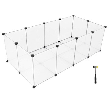 Metallkäfig – für Meerschweinchen, Kaninchen, Welpen – 143 x 46 x 73 cm – transparent