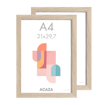 Set mit 2 Madison Bilderrahmen – A4-Format – MDF-Holzrahmen – Farbe: Hell-Eiche