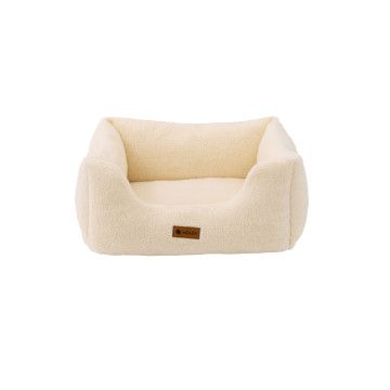 ACAZA Hundebett - Hundekissen - Hundebett - 63 x 53 cm - Beige - Teddy-Stoff - Waschbares Hundekissen - Hundebetten