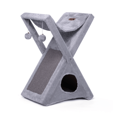 Kratzbaum – Kratzbaum für Katzen – Katzenhaus – Kratzbrett – 68 x 50 cm – klappbar – grau