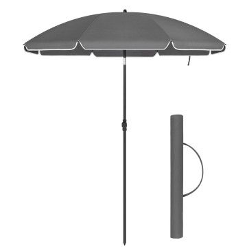 Stockschirm - Ø 200 cm - achteckig - neigbar - mit Tragetasche - grau
