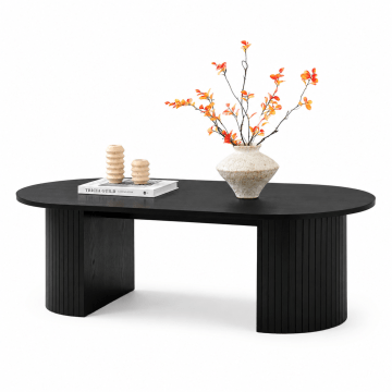 Couchtisch – luxuriöser runder Couchtisch – schwarz – 120 x 59 x 37,5 cm (L x B x H) – Holz