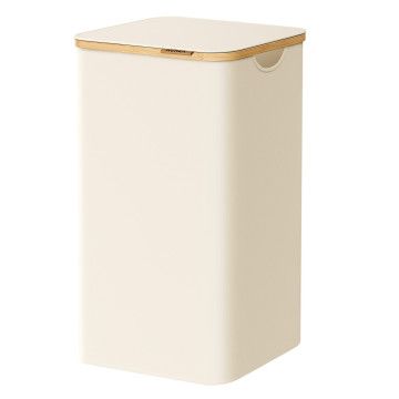 Wäschekorb mit Deckel – 90 L – Bambus – 42 x 32 x 70,5 cm – Beige