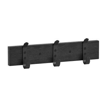Wandgarderobe mit 6 Haken - kompakter Wandgarderobenständer aus Holz - Industriestil - Schwarz