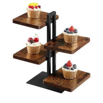 Servierturm aus 4 Teilen – Servierset – Vintage Braun