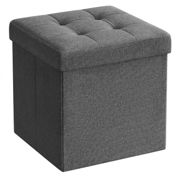 Pouf - Aufbewahrungsbox - grau - Pouf mit Stauraum - Poufs - Hocker mit Stauraum