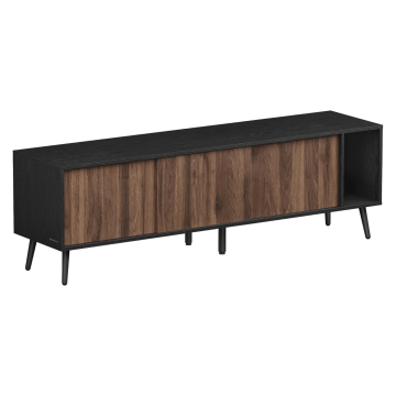 TV-Möbel – TV-Schrank – schwarz und walnussbraun – TV-Stand – Schrank – industrielles TV-Möbel – Schränke – Schrank mit Regalen – TV-Möbel Holz