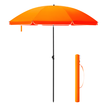 Sonnenschirm - Ø 200 cm - achteckig - neigbar - mit Tragetasche - orange