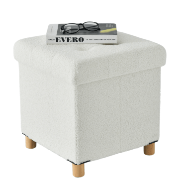 Pouf mit Stauraum – mit Füßen – 40 x 37 x 37 cm – Weiß