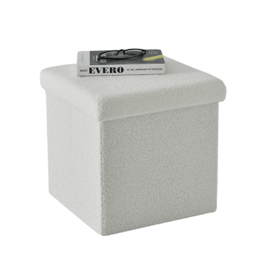 Klappbarer Pouf – mit Stauraum – 37 x 37 x 37 cm – Weiß