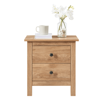 Nachttisch – Nachttische – Eichenfarbe – 46 x 35 x 50 cm (L x B x H) – Schrank mit 2 Schubladen