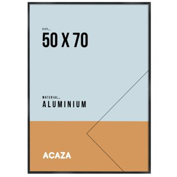 Bilderrahmen 50 x 70 cm mit bruchsicherem Plexiglas für Fotowand, großer Aluminium Fotorahmen für Poster oder Bilder als Bilderwand Deko, Bilderrahmen schwarz