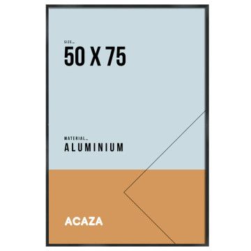 Bilderrahmen 50 x 75 cm mit bruchsicherem Plexiglas für Fotowand, großer Aluminium Fotorahmen für Poster oder Bilder als Bilderwand Deko, Bilderrahmen schwarz