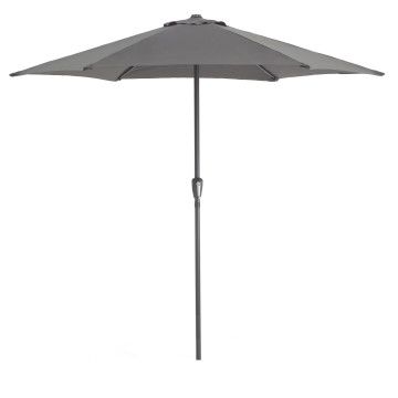 Sonnenschirm 270 cm Durchmesser, Schirm mit Kurbel für Balkon oder Terrasse, Marktschirm, Gartenschirm, Terrassenschirm, mit Windauslass, rund, dunkelgrau