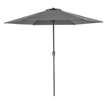 Sonnenschirm 300 cm Durchmesser, Schirm mit Kurbel für Balkon oder Terrasse, Marktschirm, Gartenschirm, Terrassenschirm, mit Windauslass, rund, dunkelgrau