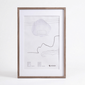 Bilderrahmen - Fotorahmen - Premium Bilderrahmen mit Holzfurnier - 50x75 cm - Smoked Oak - Passepartout - 40x60 cm