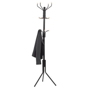 Design Garderobe mit zwölf Haken - Vintage Stehgarderobe in 3 Lagen Haken für Eingangshalle Bistro oder Flur - 182 cm - Schwarz