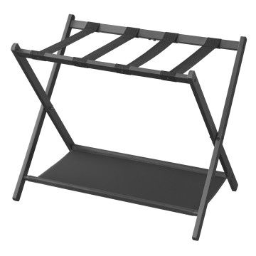 Gepäckregal - Kofferregal - Gepäckhalter für Schlafzimmer - Stahlrahmen - Klappbar - Schwarz