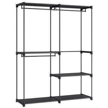 Kleiderschrank - 138 x 182 x 43 cm - Metall/Stoff - Schwarz - Offener Kleiderschrank