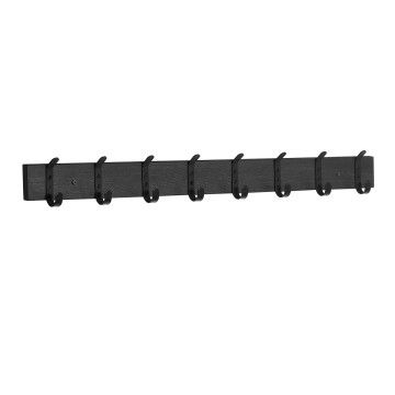 Lange Wandgarderobe - Retro - 16 schwarze Haken - 88x6,5x1,5 cm - Schwarz
