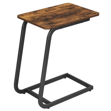 Beistelltisch Holz mit Metall, Sofatablett B 50 x H 62 x T 35 cm, Laptop Ständer, Betttisch oder Nachtischschränke im Industrial Design, Tabletttisch fürs Wohnzimmer,