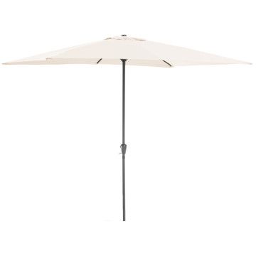 Sonnenschirm rechteckig 200 x 300 cm, Schirm mit Kurbel für Balkon oder Terrasse, Marktschirm, Gartenschirm, mit Windauslass, gebrochenes Weiß