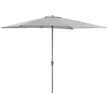 Sonnenschirm rechteckig 200 x 300 cm, Schirm mit Kurbel für Balkon oder Terrasse, Marktschirm, Gartenschirm, Terrassenschirm, mit Windauslass, hellgrau