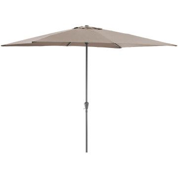Sonnenschirm rechteckig mit Schirmständer 200 x 300 cm, Schirm mit Kurbel für Balkon oder Terrasse, Marktschirm, Gartenschirm, Terrassenschirm, knickbar mit Windauslass, taupe