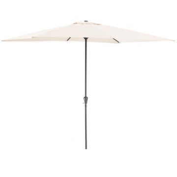 ACAZA Sonnenschirm 270 cm Durchmesser, Schirm mit Kurbel für Balkon oder Terrasse, Marktschirm, Gartenschirm, Terrassenschirm, mit Windauslass, rund, ecru