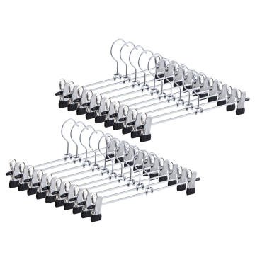 Antirutsch-Kleiderbügel – Mittel – 30 cm lang – Verstellbare Klammern – 20 Stück – Silbergrau