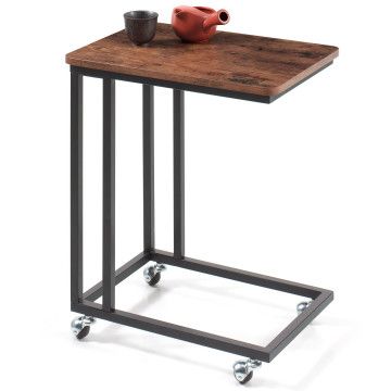 Beistelltisch - mit Rollen - Vintage-Look - 50x62x35 cm - Vintage Braun